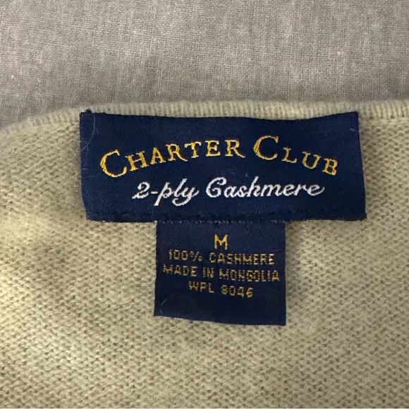 CHARTER CLUB 100% Cashmere V-Neck Sweater Celery Green Size Medium - Picture 2 of 11